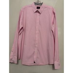UNTUCKit Button Down Shirt Pink & White Stripe 100% Cotton Mens Large Preppy